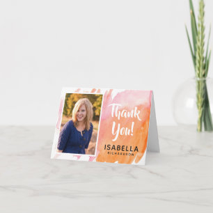 Modern Watercolor   Photo Graduation Thank You Card