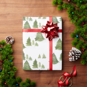 Modern Watercolor Pine Tree Forest Wrapping Paper