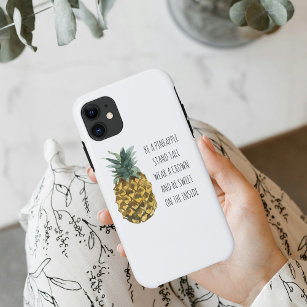 Modern Watercolor Pineapple & Positive Funny Quote Case-Mate iPhone Case