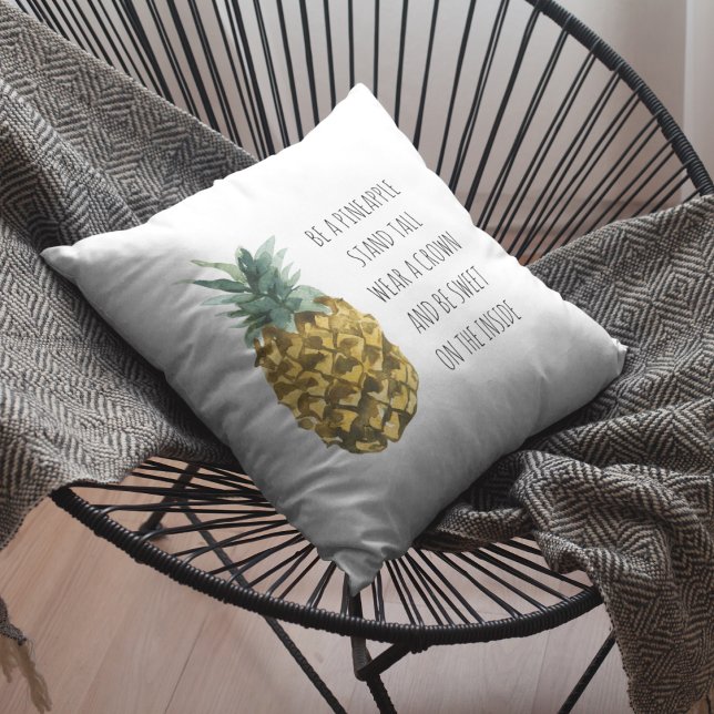 Modern Watercolor Pineapple & Positive Funny Quote Cushion (Creator Uploaded)