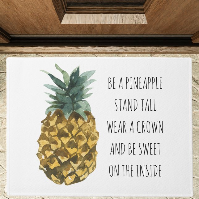 Modern Watercolor Pineapple & Positive Funny Quote Doormat (Creator Uploaded)