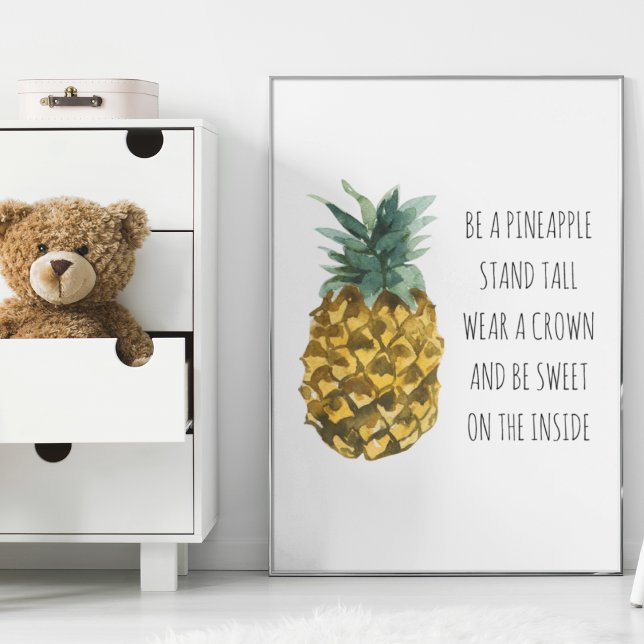 Modern Watercolor Pineapple & Positive Funny Quote Poster (Creator Uploaded)