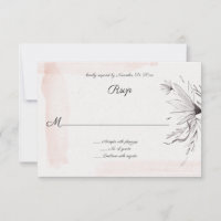 Modern Watercolor Pink and Grey Floral RSVP