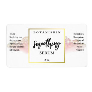 Modern Watercolor Pink And White Serum Labels