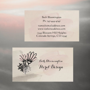 Modern Watercolor Pink Bloom Floral Business Card