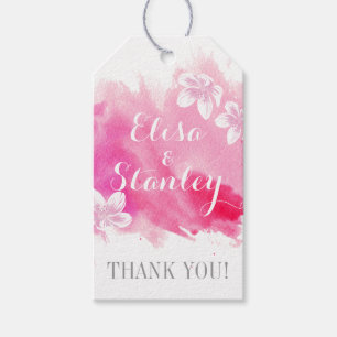 Modern watercolor pink blossoms wedding Thank You Gift Tags