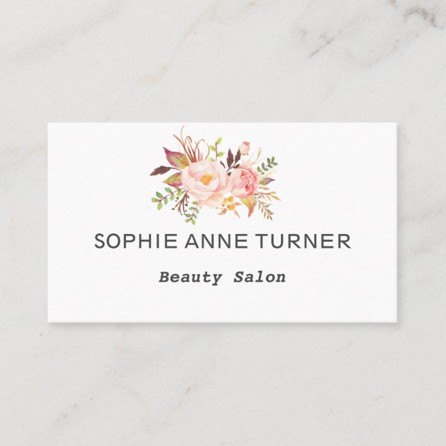 Modern Watercolor Pink Blush Flowers Appointment Card (Front)