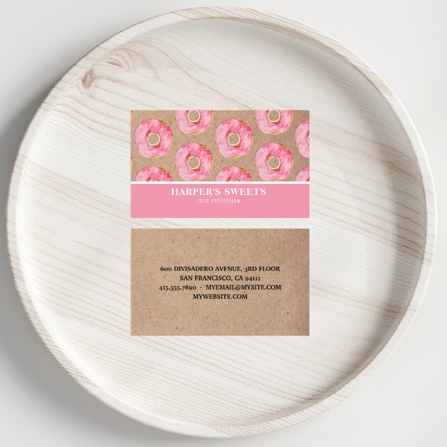 Modern Watercolor Pink Doughnuts Professional  Business Card (Creator Uploaded)