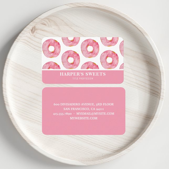 Modern Watercolor Pink Doughnuts Professional  Business Card (Creator Uploaded)