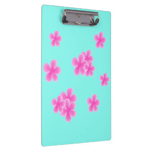 Modern watercolor pink flowers botanical clipboard