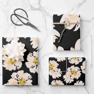Modern Watercolor Pink Peony floral  Wrapping Paper Sheet