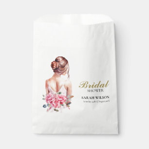 Modern Watercolor Pink Wedding Gown Bridal Shower Favour Bag