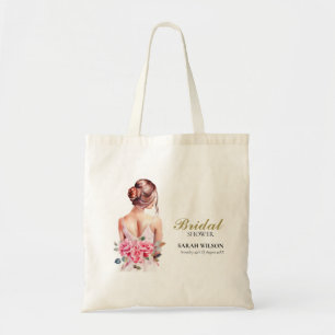 Modern Watercolor Pink Wedding Gown Bridal Shower Tote Bag