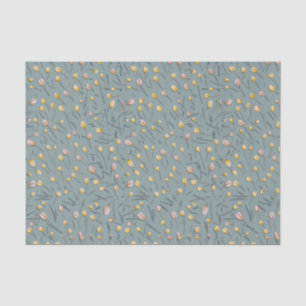 Modern watercolor pink yellow florals3 tissue paper