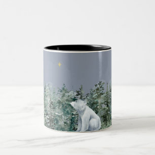 Modern Watercolor Polar Bear Christmas Mug Cup