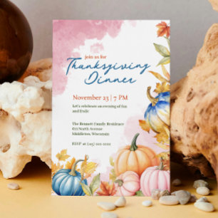 Modern Watercolor Pumpkin Friendsgiving Invitation