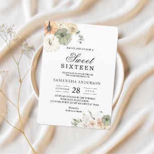 Modern Watercolor Pumpkins & Flowers  Invitation