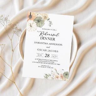 Modern Watercolor Pumpkins & Flowers  Invitation
