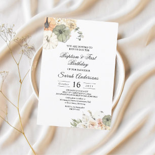 Modern Watercolor Pumpkins & Flowers  Invitation