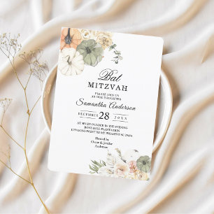 Modern Watercolor Pumpkins & Flowers  Invitation