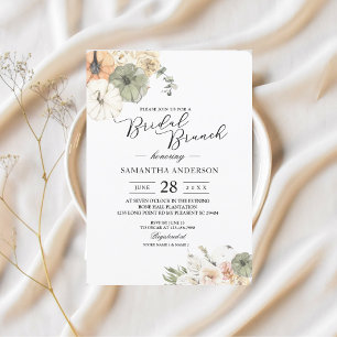 Modern Watercolor Pumpkins & Flowers  Invitation