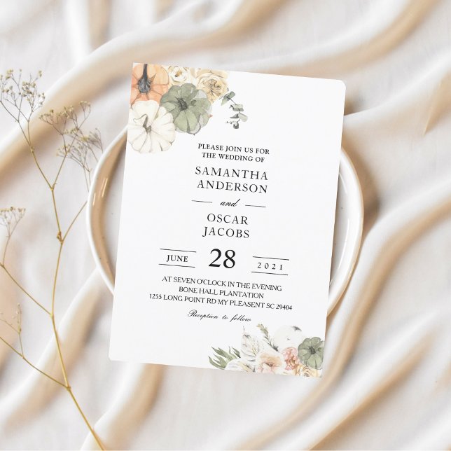 Modern Watercolor Pumpkins & Flowers  Invitation (Creator Uploaded)