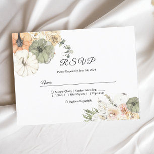Modern Watercolor Pumpkins & Flowers Invitation Postcard