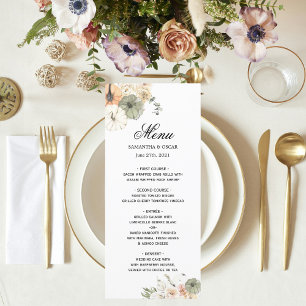 Modern Watercolor Pumpkins & Flowers Menu