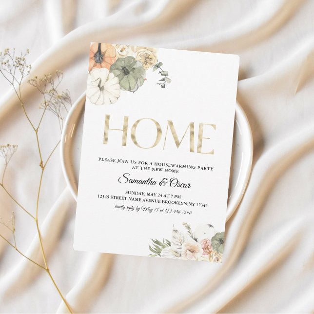 Modern Watercolor Pumpkins & Flowers  Save The Date (Creator Uploaded)