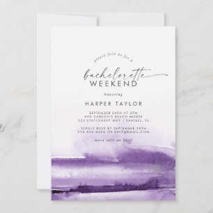 Modern Watercolor   Purple Bachelorette Weekend Invitation