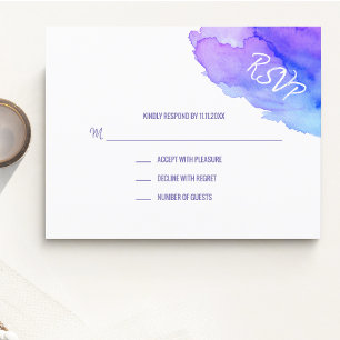 Modern Watercolor Purple Blue RSVP Insert Cards