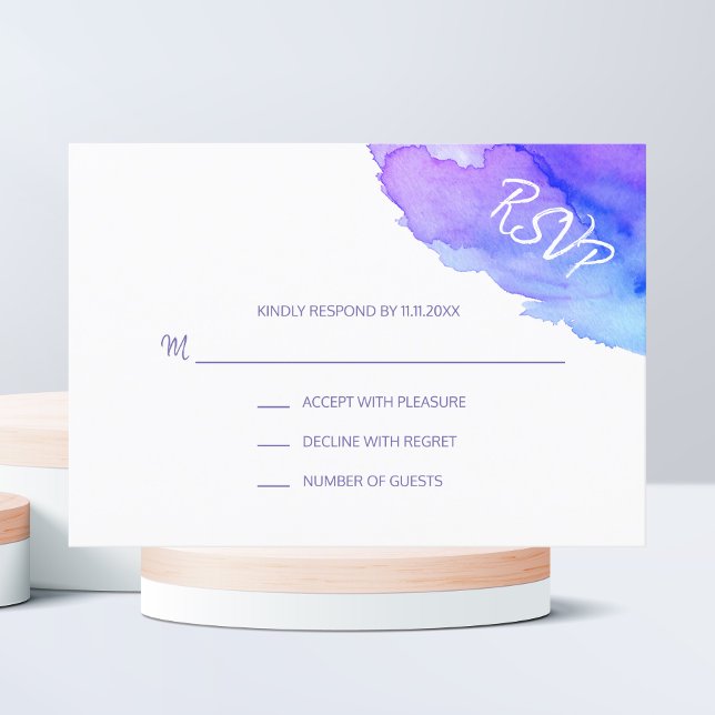 Modern Watercolor Purple Blue RSVP Insert Cards (Creator Uploaded)