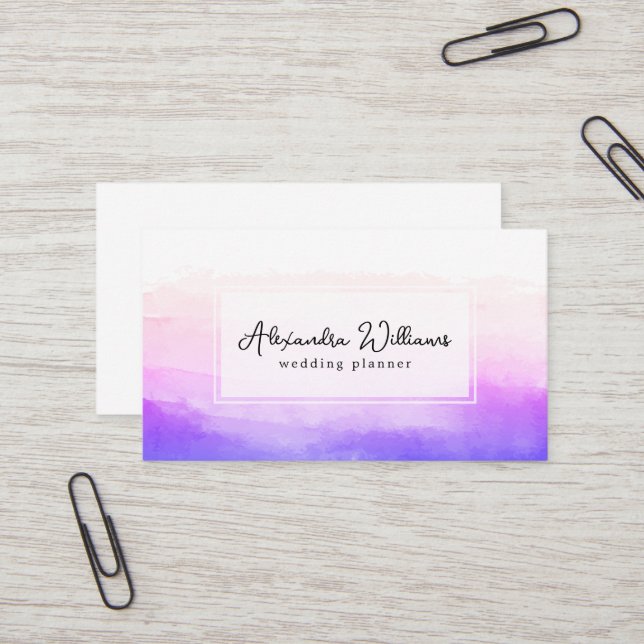 Modern Watercolor | Purple Business Card (Front/Back In Situ)