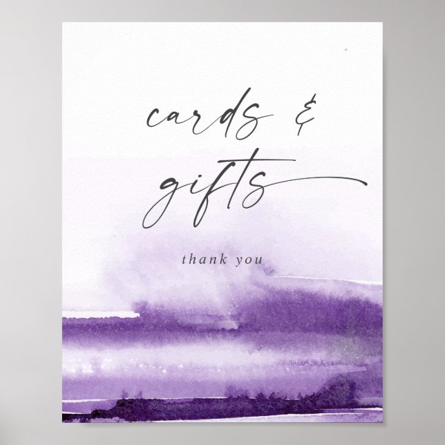 Modern Watercolor | Purple Cards and Gifts Sign (Front)