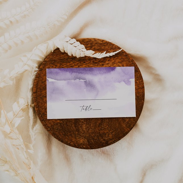 Modern Watercolor | Purple Flat Wedding Place Card (Creator Uploaded)