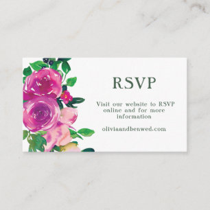 Modern Watercolor Purple Magenta Floral RSVP Enclosure Card