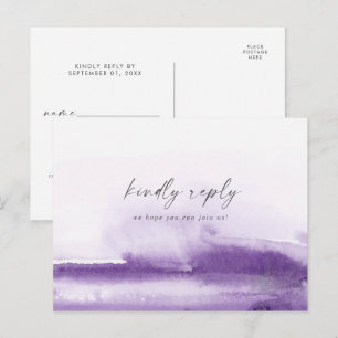 Modern Watercolor Purple Menu Choice RSVP