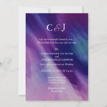 Modern Watercolor Purple Navy Blue Wedding