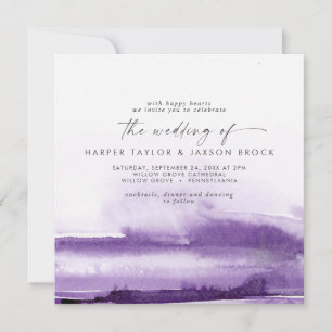 Modern Watercolor   Purple Square Wedding Invitation
