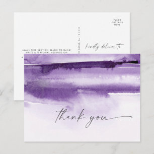 Modern Watercolor   Purple Thank You Postcard