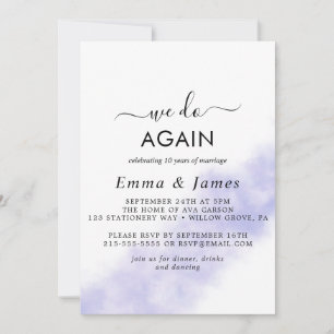 Modern Watercolor Purple "We Do Again" Vow Renewal Invitation