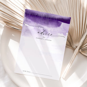 Modern Watercolor Purple Wedding Advice Card