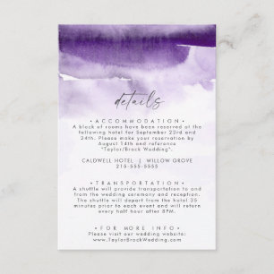 Modern Watercolor   Purple Wedding Details Enclosure Card