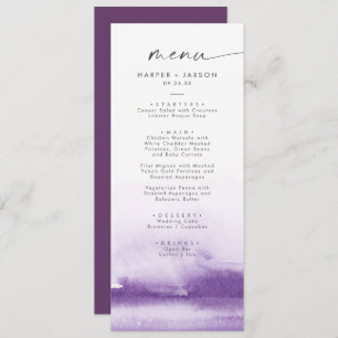 Modern Watercolor   Purple Wedding Dinner Menu