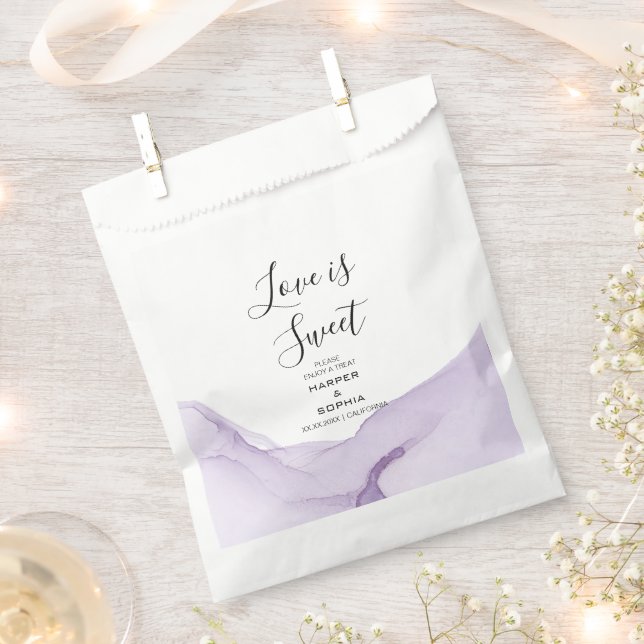 Modern Watercolor Purple Wedding Favour Bag (Clipped)