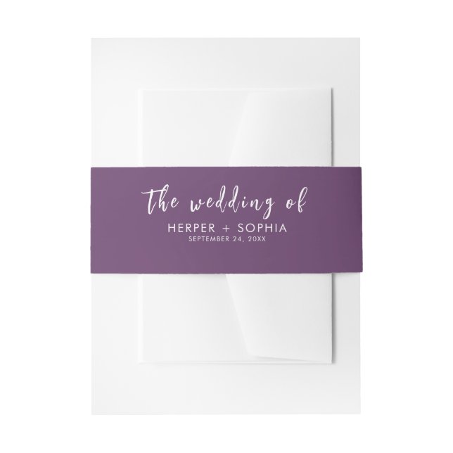 Modern Watercolor Purple Wedding Invitation Belly Band (Front Example)