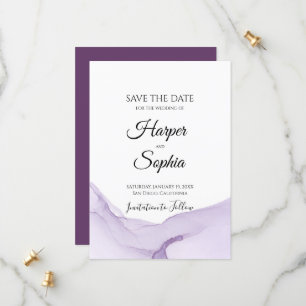 Modern Watercolor Purple Wedding Save The Date