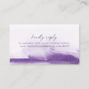Modern Watercolor Purple Wedding Website RSVP Enclosure Card