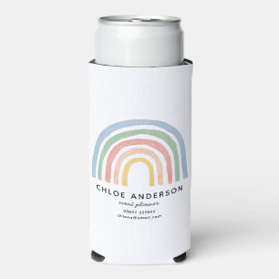 Modern watercolor rainbow cute colorful seltzer can cooler