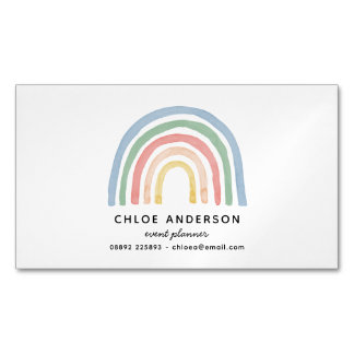 Modern watercolor rainbow cute colourful 	Magnetic business card